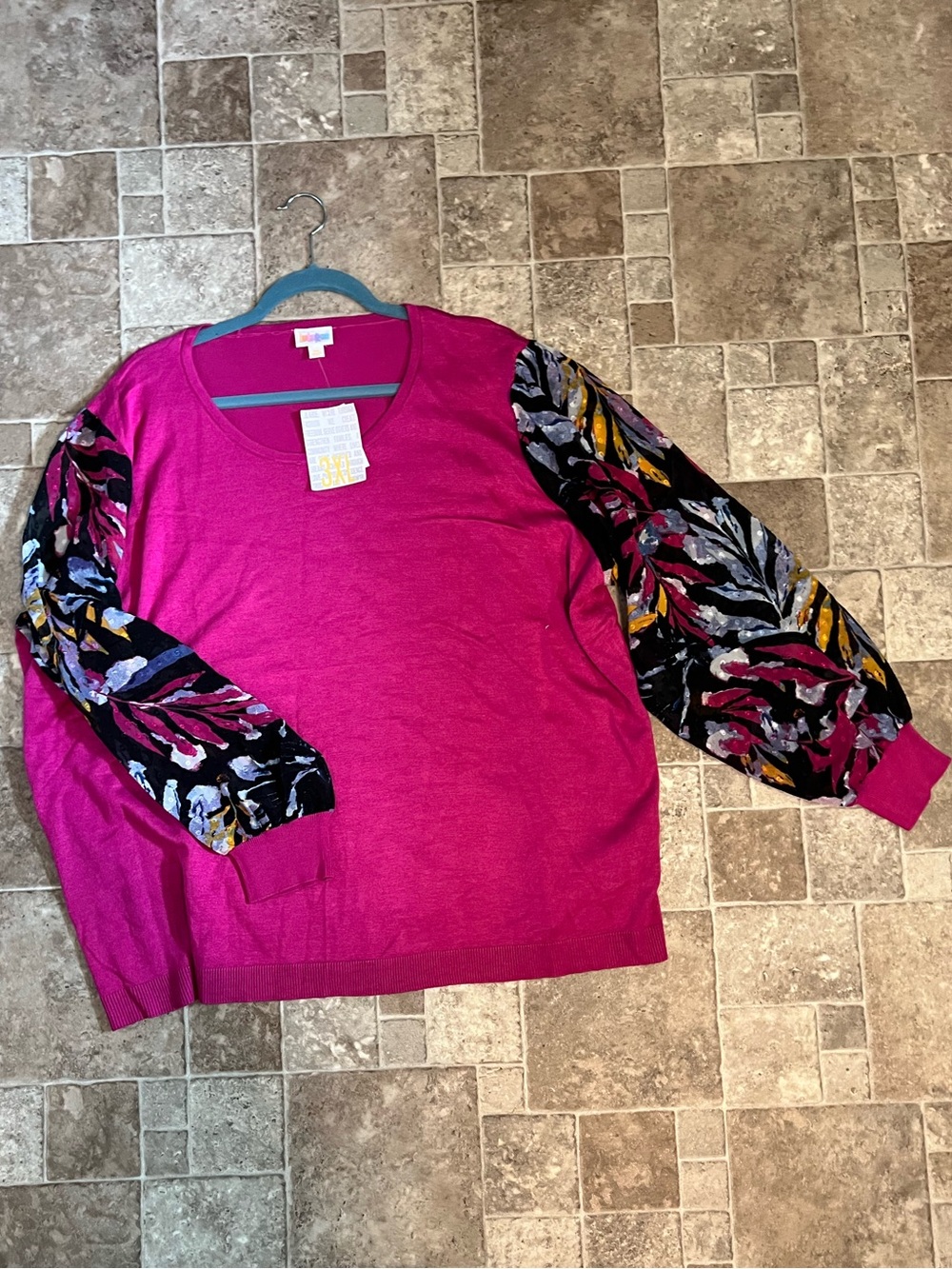 NWT 3X LuLaRoe Penny Mixed Media Sleeve Top